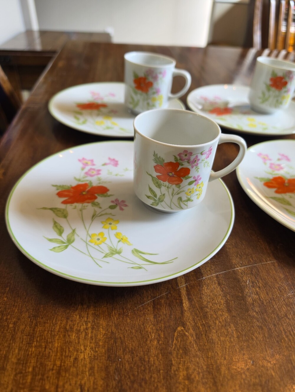 1960s Japanese fine china luncheon/snack set, Tea Set Of 4